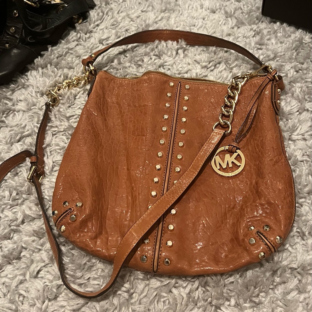 Michael Kors Brown Leather Studded Bag
